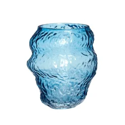 Hübsch Aurora vaas, glas, blauw, hoogte 18 cm