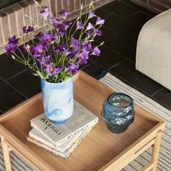 Hübsch Aurora vaas, glas, blauw, hoogte 18 cm