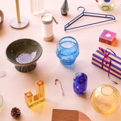 Hübsch Aurora vaas, glas, blauw, hoogte 18 cm