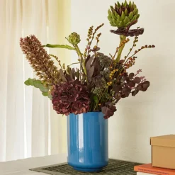 Hübsch Deux potten, roodbruin/blauw, set van 2, steenpoeder