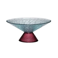 Hübsch Grote zoete glazen schaal, blauw/rood, glas, Ø 25 cm