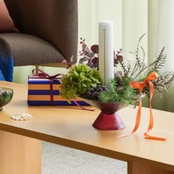 Hübsch Grote zoete glazen schaal, blauw/rood, glas, Ø 25 cm