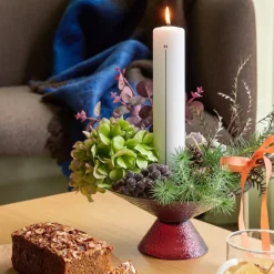 Hübsch Grote zoete glazen schaal, blauw/rood, glas, Ø 25 cm