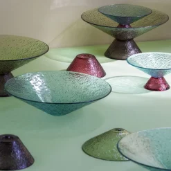 Hübsch Grote zoete glazen schaal, blauw/rood, glas, Ø 25 cm