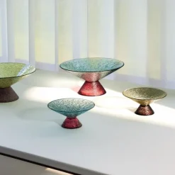 Hübsch Grote zoete glazen schaal, blauw/rood, glas, Ø 25 cm