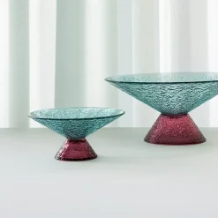 Hübsch Grote zoete glazen schaal, blauw/rood, glas, Ø 25 cm