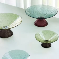 Hübsch Grote zoete glazen schaal, blauw/rood, glas, Ø 25 cm