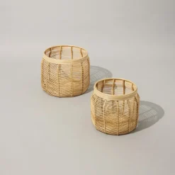 Hübsch Luna manden, set van 2, rotan, natuurlijke kleur, Ø 34 & 44cm