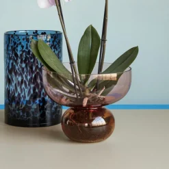 Hübsch Showvaas, roze/amberkleurig, glas, Ø 25 cm