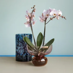 Hübsch Showvaas, roze/amberkleurig, glas, Ø 25 cm