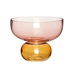 Hübsch Showvaas, roze/amberkleurig, glas, Ø 25 cm
