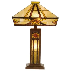 Helder verlichte tafellamp Glenys in Tiffany-stijl
