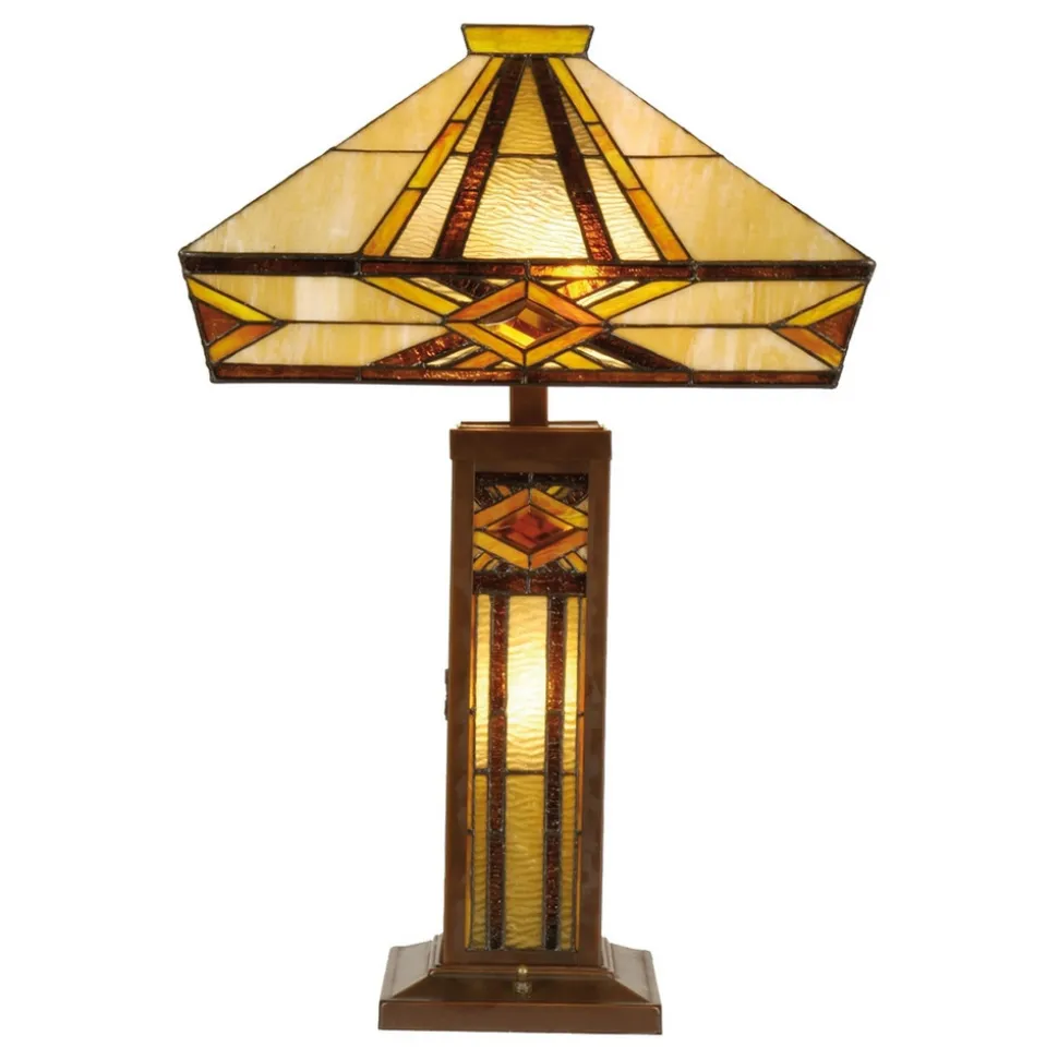 Helder verlichte tafellamp Glenys in Tiffany-stijl
