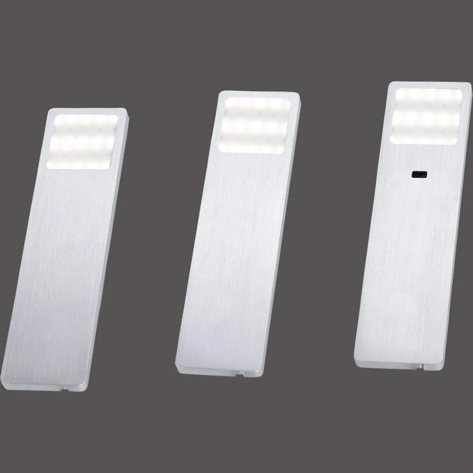 Helena LED meubelverlichting, 19 x 5 cm, set van 3, sensor, metaal