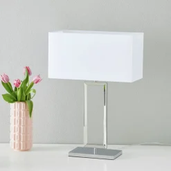 Helestra Enna 2 textiel-tafellamp, hoogte 53 cm