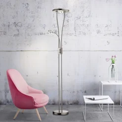 Helia LED vloerlamp met leeslamp, staal