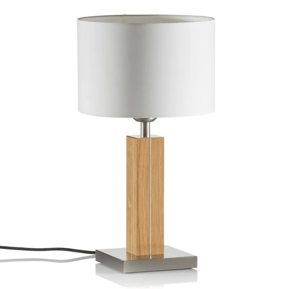 HerzBlut Dana tafellamp met houten voet eiken