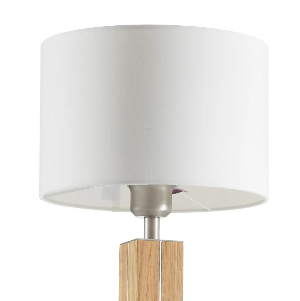 HerzBlut Dana tafellamp met houten voet eiken