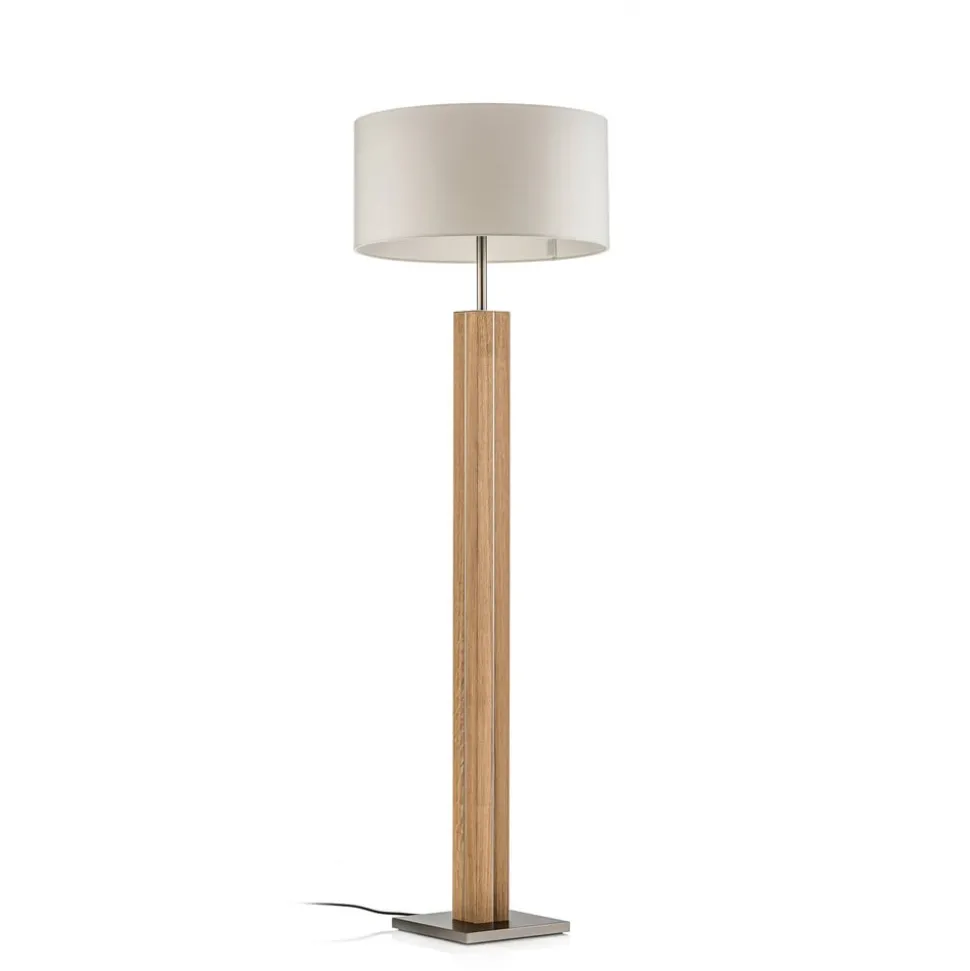 HerzBlut Dana vloerlamp, eiken natuur, wit