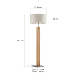 HerzBlut Dana vloerlamp, eiken natuur, wit
