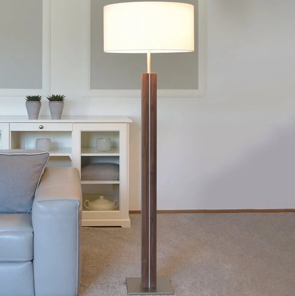 HerzBlut Dana vloerlamp, noten, wit