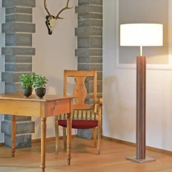 HerzBlut Dana vloerlamp, noten, wit