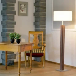 HerzBlut Dana vloerlamp, noten, wit