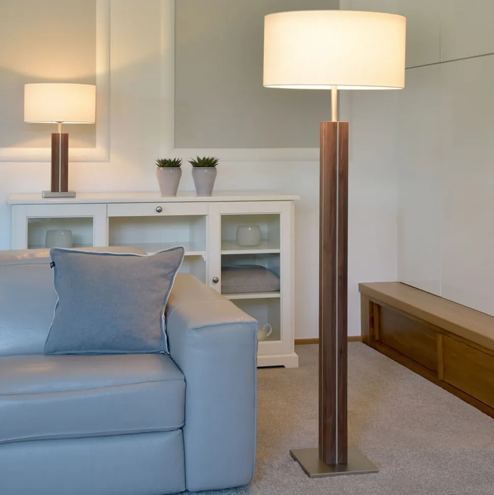 HerzBlut Dana vloerlamp, noten, wit