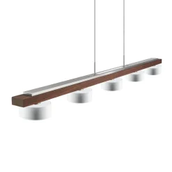 HerzBlut hanglamp Estelle, hout, 130 cm, geolied notenhout