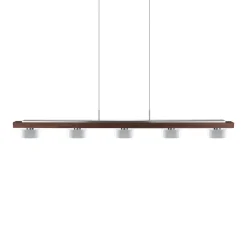 HerzBlut hanglamp Estelle, hout, 130 cm, geolied notenhout