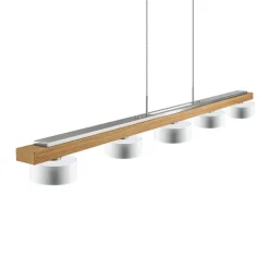 HerzBlut LED hanglamp Estelle, geolied eiken, 6-lamps