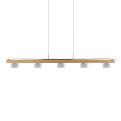HerzBlut LED hanglamp Estelle, geolied eiken, 6-lamps