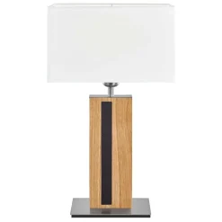 HerzBlut Maive tafellamp, eiken geolied, wit 56cm