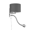 Hotel wandlamp met LED leeslampje, rond, grijs