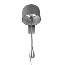 Hotel wandlamp met LED leeslampje, rond, grijs