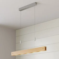 Houten LED hanglamp Karinja met dimmer, natuur