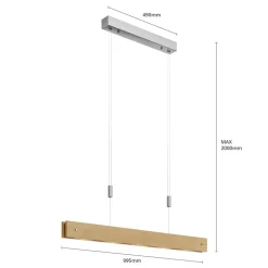 Houten LED hanglamp Karinja met dimmer, natuur