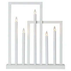 Houten raam kandelaar Frame, 5-lamps, wit