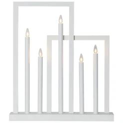 Houten raam kandelaar Frame, 5-lamps, wit