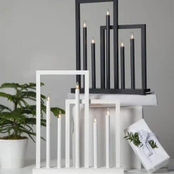 Houten raam kandelaar Frame, 5-lamps, wit