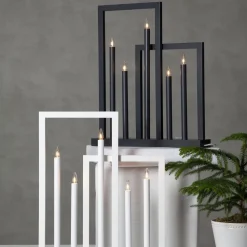 Houten raam kandelaar Frame, 5-lamps, wit