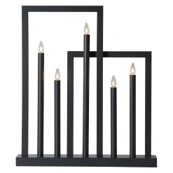 Houten raam kandelaar Frame, 5-lamps, donkergrijs