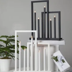 Houten raam kandelaar Frame, 5-lamps, donkergrijs