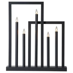 Houten raam kandelaar Frame, 5-lamps, donkergrijs
