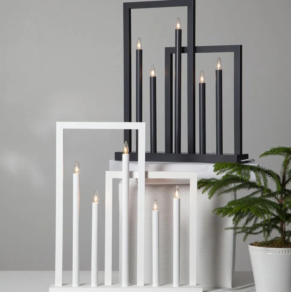 Houten raam kandelaar Frame, 5-lamps, donkergrijs