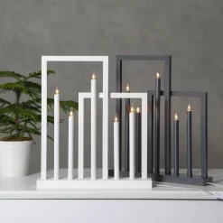 Houten raam kandelaar Frame, 5-lamps, donkergrijs