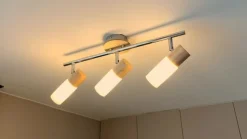 Houten spot Christoph, 3-lamps, langwerpig