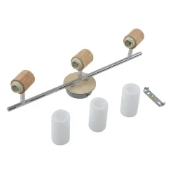 Houten spot Christoph, 3-lamps, langwerpig