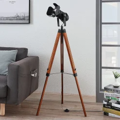 Houten vloerlamp Hilma met tripod statief