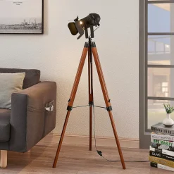 Houten vloerlamp Hilma met tripod statief
